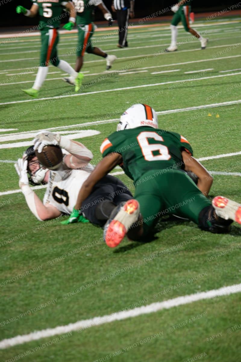 #6 Jayden Chavez finishes the play vs Golden Sierra.